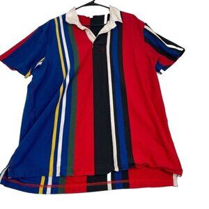 J Crew Men's Rugby Shirt, Size XL with MultiColor Stripes, Short Sleeve